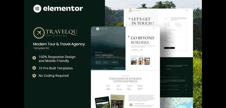 Item cover for download Travelqu - Modern Tour &Travel Agency Elementor Template Kit
