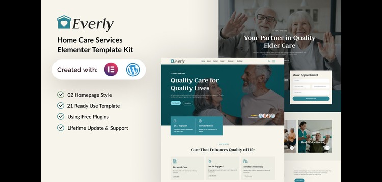 Item cover for download Everly - Home Care Services Elementor Template Kit