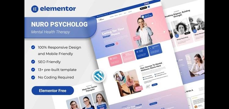 Item cover for download Nuro - Mental Health Therapy Elementor Template Kit