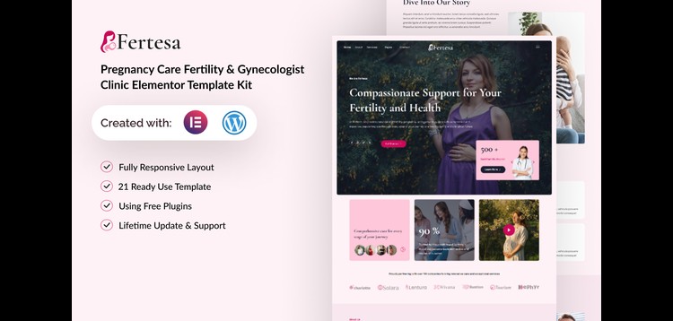 Item cover for download Fertesa - Pregnancy Care Fertility & Gynecologist Elementor Template Kit