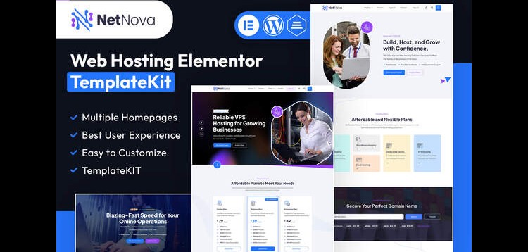 Item cover for download NetNova - Web Hosting Elementor Template Kit