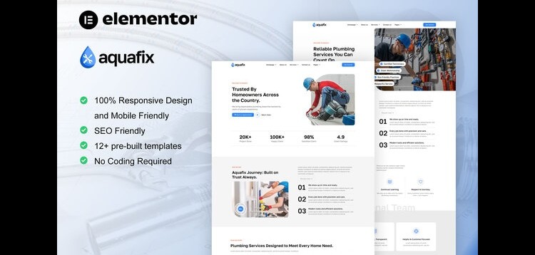 Item cover for download Aquafix - Plumber & Repair Service Elementor Template Kit