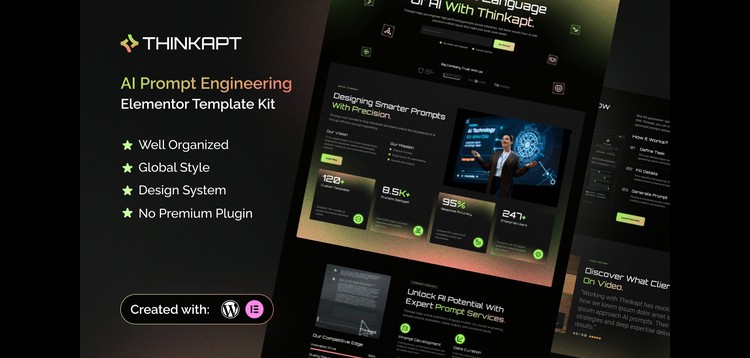 Item cover for download Thinkapt - AI Prompt Engineering Elementor Template Kit