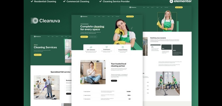 Item cover for download Cleanuva - Cleaning Services Elementor Pro Template Kit