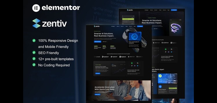 Item cover for download Zentiv - AI Services & Digital Company Elementor Kit