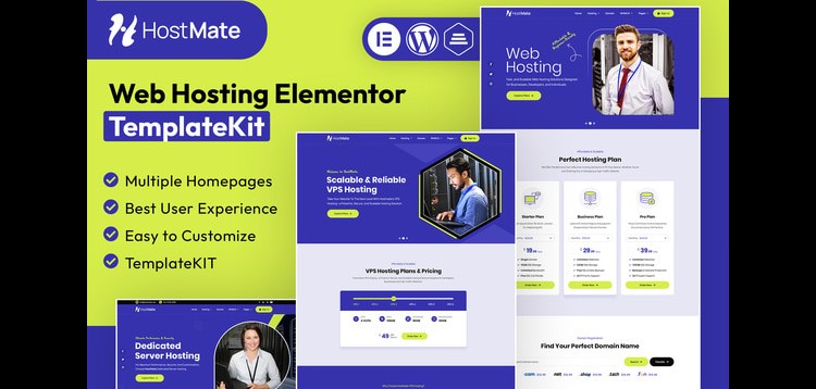 Item cover for download HostMate - Web Hosting Elementor Template Kit
