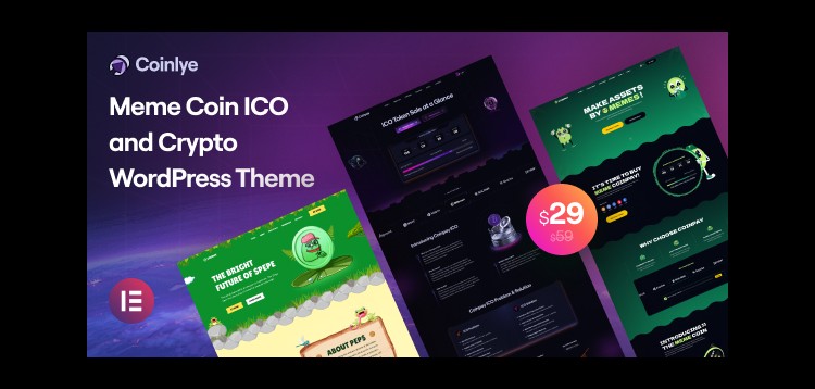 Item cover for download Coinlye - Meme coin ICO & Crypto WordPress Theme