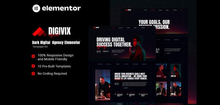 Item cover for download Digivix - Dark Digital Agency Elementor Template Kit