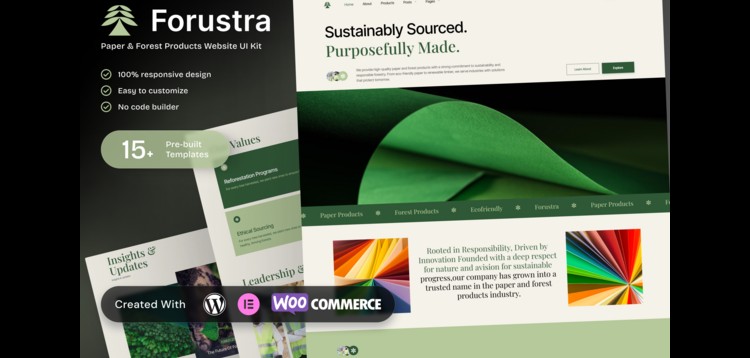 Item cover for download Forustra – Paper & Forest Products Elementor Template Kit for Green Manufacturing