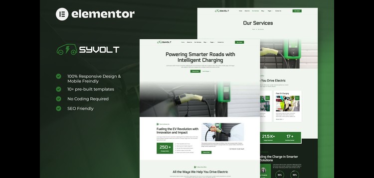 Item cover for download Syvolt - Electric Vehicle & Charging Station Elementor Template Kit
