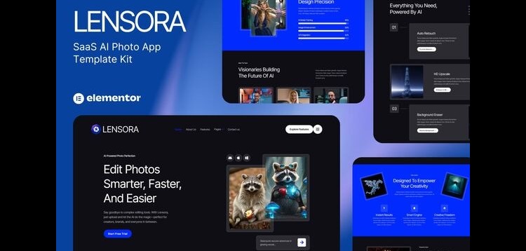 Item cover for download Lensora - SaaS AI Photo App Website Elementor Template Kit