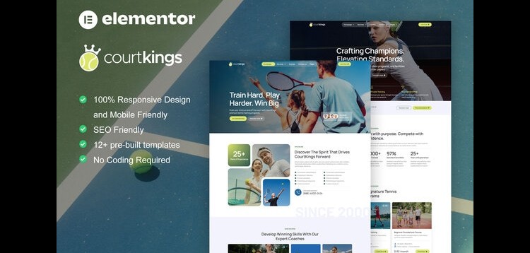 Item cover for download CourtKings - Tennis School & Sport Club Elementor Pro Template Kit