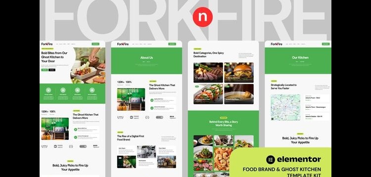 Item cover for download ForknFire - Food Brand & Ghost Kitchen Elementor Template Kit