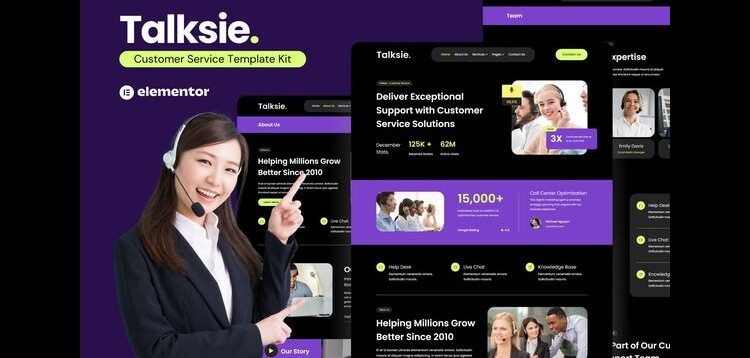 Item cover for download Talksie - Customer Service Website Elementor Template Kit