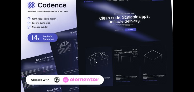 Item cover for download Codence – Developer Software Engineer Portfolio Elementor Template Kit