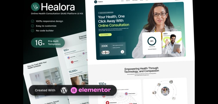 Item cover for download Healora – Online Health Consultation SAAS Platform Elementor Template Kit
