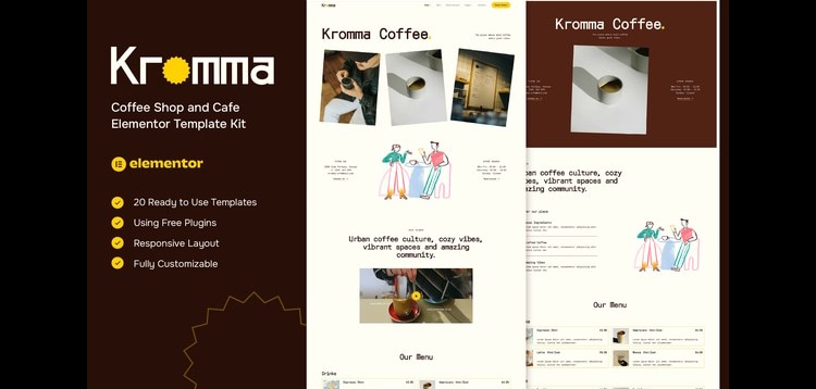 Item cover for download Kromma - Coffee Shop and Cafe Elementor Template Kit