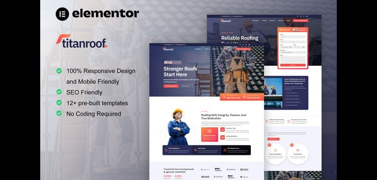 Item cover for download TitanRoof - Roofing Services Elementor Pro Template Kit