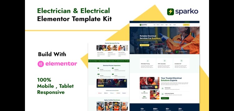 Item cover for download Sparko - Electrician & Electrical Services Elementor Template Kit