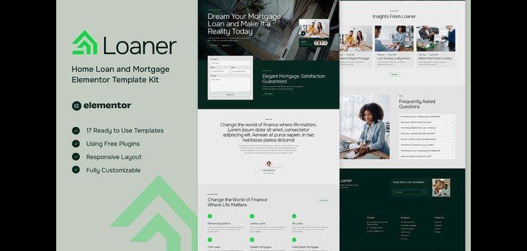 Item cover for download Loaner - Home Loan and Mortgage Elementor Template Kit