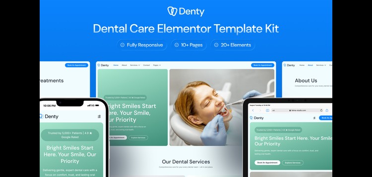 Item cover for download Denty - Dental Care Elementor Template Kit