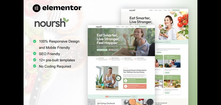 Item cover for download Noursh - Healthy Food & Nutrition Elementor Pro Template Kit