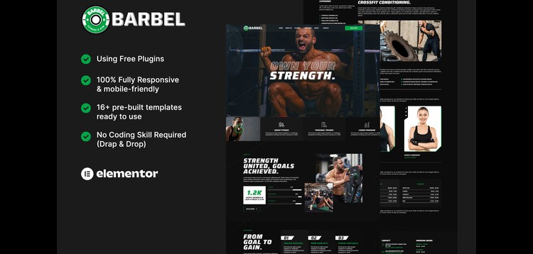 Item cover for download Barbel - Fitness Gym Elementor Template Kit