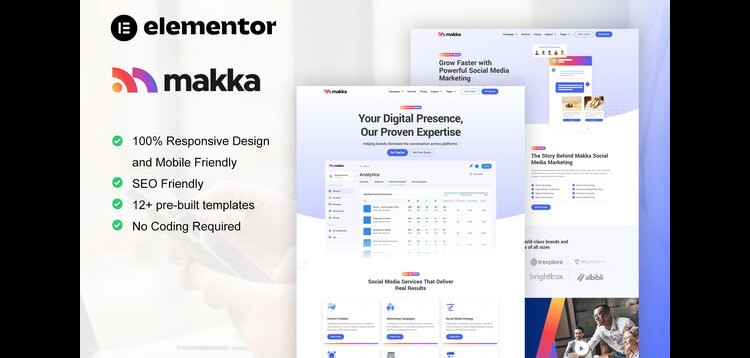 Item cover for download Makka - Social Media Marketing Agency Elementor Template Kit