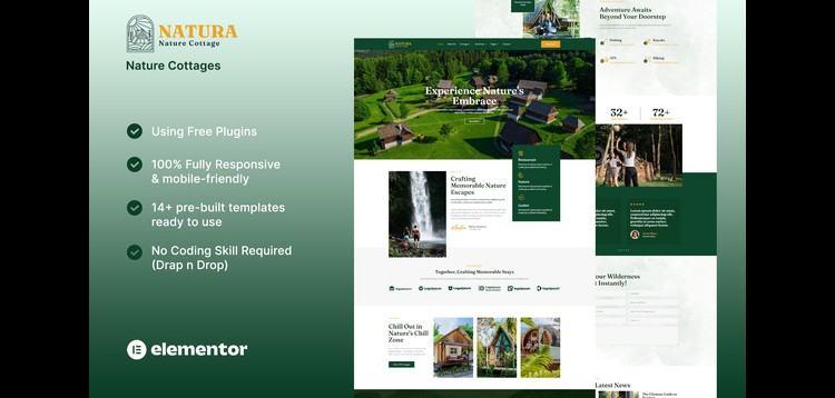 Item cover for download Natura - Nature Cottages Elementor Template Kit