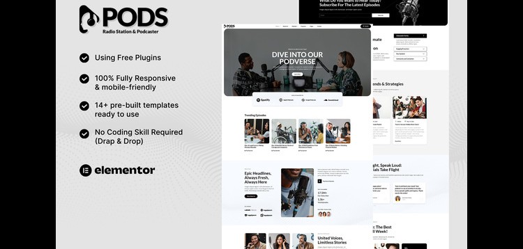 Item cover for download Potshow - Radio Station & Podcaster Elementor Template Kit