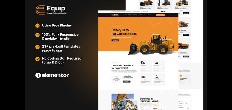 Item cover for download Equip - Heavy Equipment Rental Elementor Template Kit