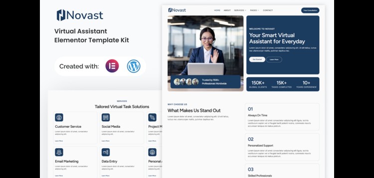 Item cover for download Novast - Virtual Assistant Elementor Template Kit