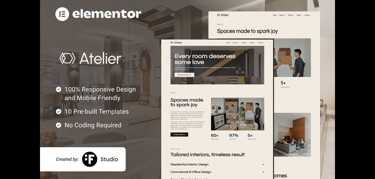 Item cover for download Atelier – Interior Design Elementor Template Kit