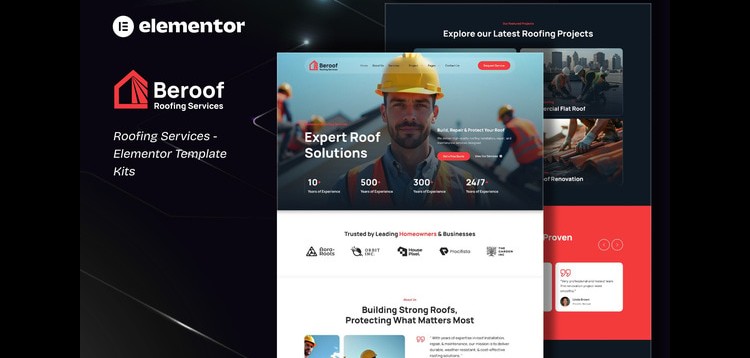 Item cover for download Beroof - Roofing Services Elementor Template Kit