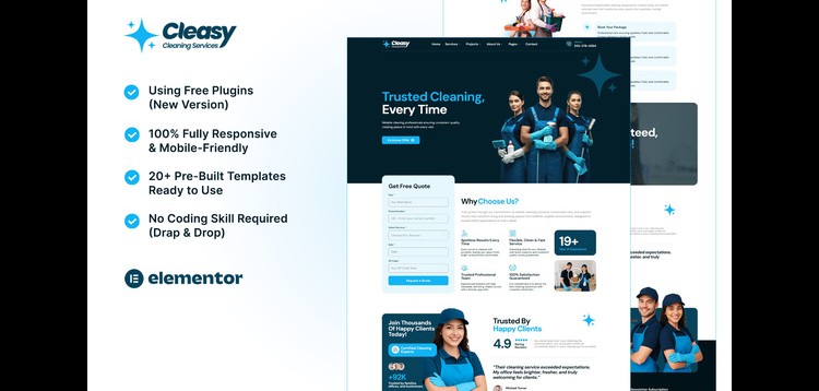 Item cover for download Cleasy - Cleaning Services Elementor Template Kit