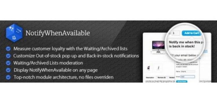 Item cover for download NotifyWhenAvailable - Notify when a product is back in stock