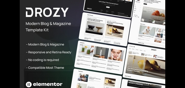 Item cover for download Drozy - Modern Blog & Magazine Elementor Pro Template Kit