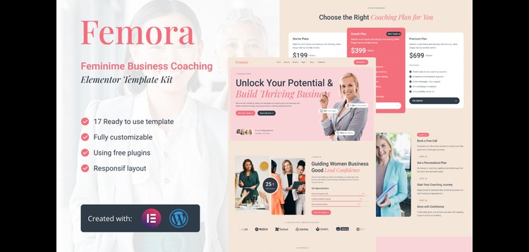 Item cover for download Femora - Feminime Business Coaching Elementor Template Kit