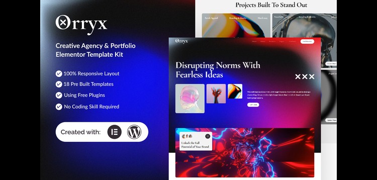 Item cover for download Orryx - Creative Agency & Portfolio Elemntor Template Kit