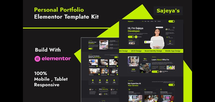 Item cover for download Sajeya - Personal Portfolio Elementor Template Kit