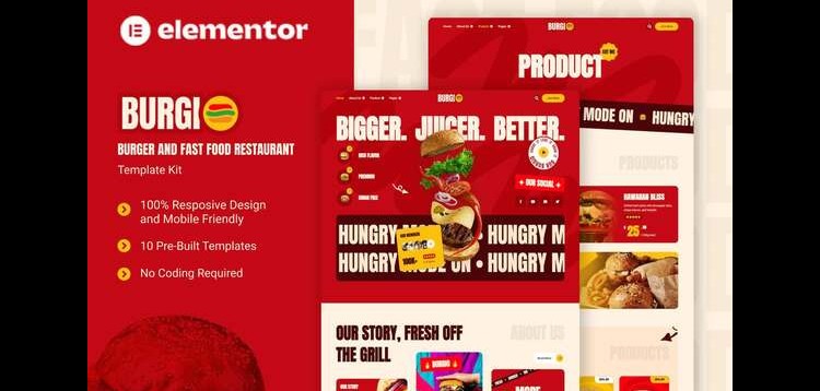 Item cover for download Burgio - Burger & Fast Food Restaurant Elementor Template Kit