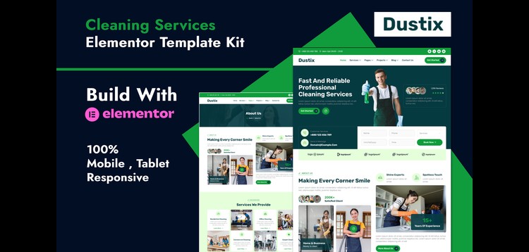 Item cover for download Dustix - Cleaning Services Elementor Template Kit