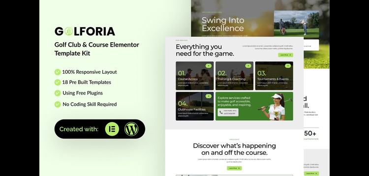 Item cover for download Golforia - Golf Club & Course Elementor Template Kit