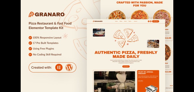 Item cover for download Granaro - Pizza Restaurant & Fast Food Elementor Template Kit