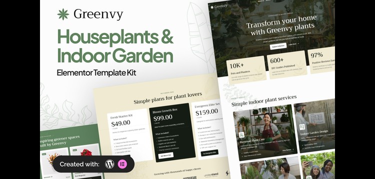 Item cover for download Greenvy - Houseplants & Indoor Garden Elementor Template Kit