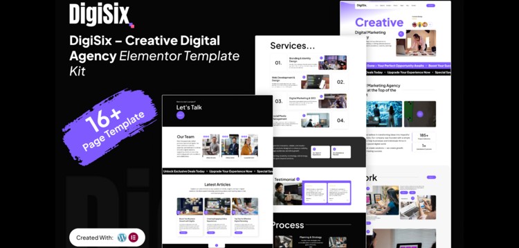Item cover for download DigiSix– Creative Digital Agency Elementor Template Kit