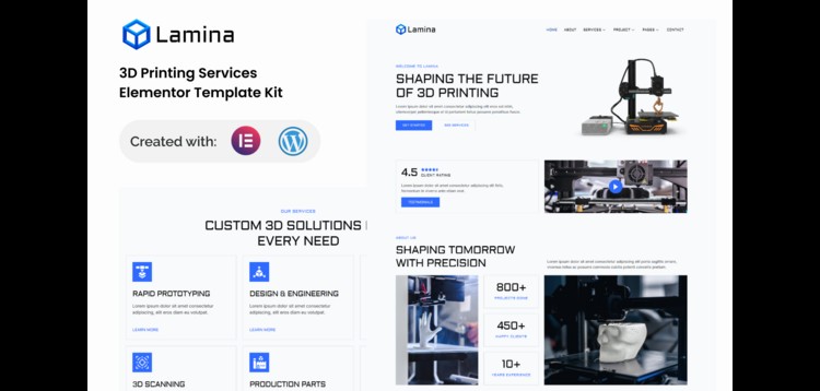 Item cover for download Lamina - 3D Printing Services Elementor Template Kit