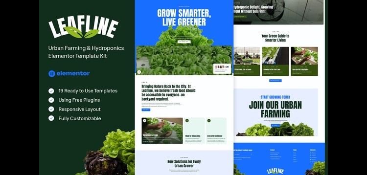 Item cover for download Leafline - Urban Farming & Hydroponics Elementor Template Kit