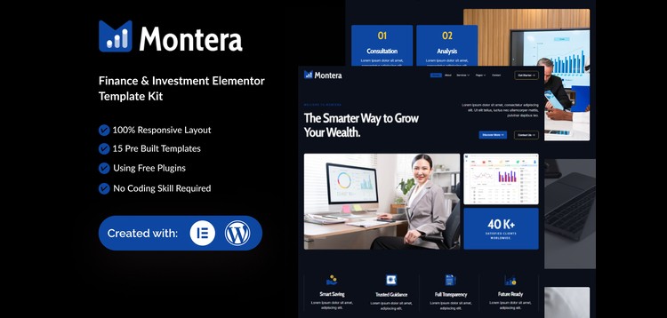 Item cover for download Montera - Finance & Investment Elementor Template Kit