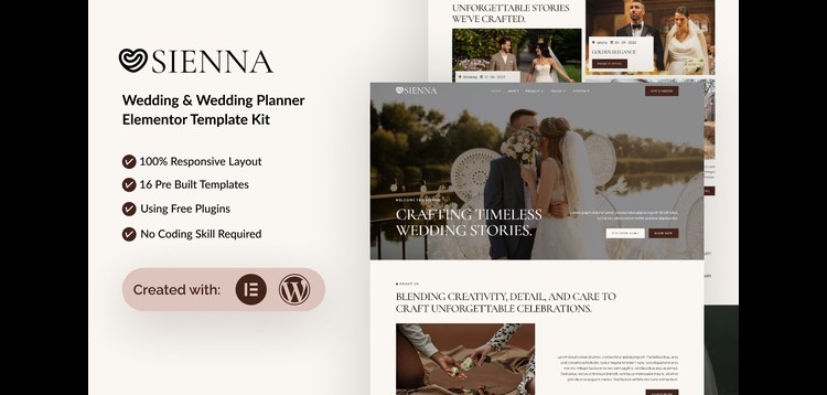 Item cover for download Sienna - Wedding Planner Elementor Template Kit